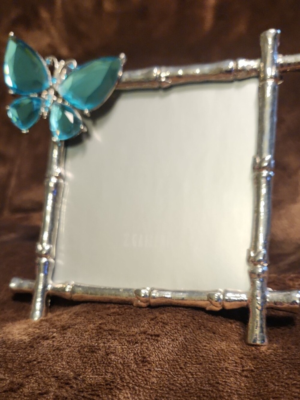 Z Gallerie Silver Frame with Blue-Green Crystal Butterfly - Picture 2 of 5